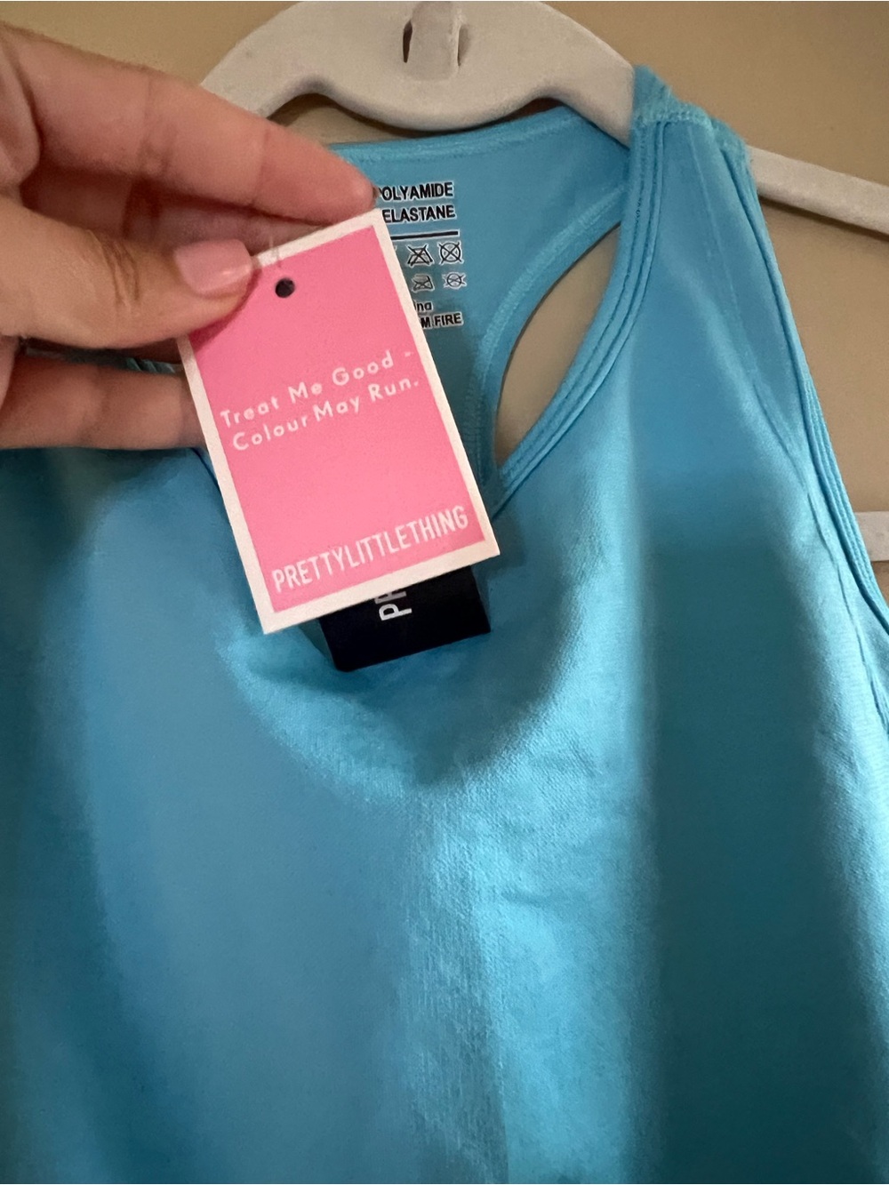 PrettyLittleThing Sky Blue Racerback Tank Top - Picture 4 of 6